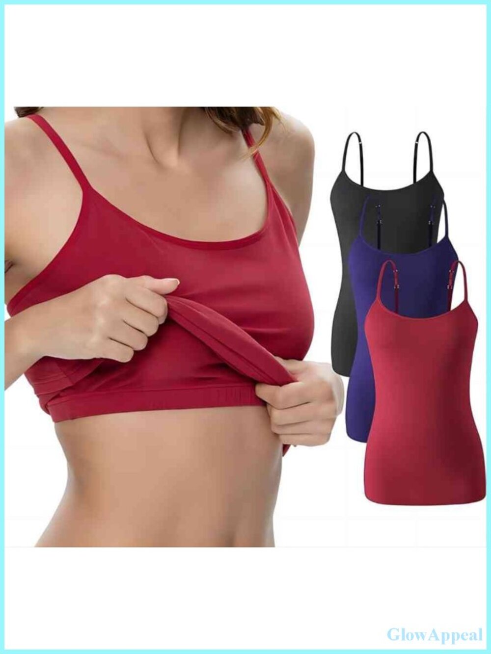 Women's Cotton Camisole with Shelf Bra Adjustable Strap Tank Top Undershirt